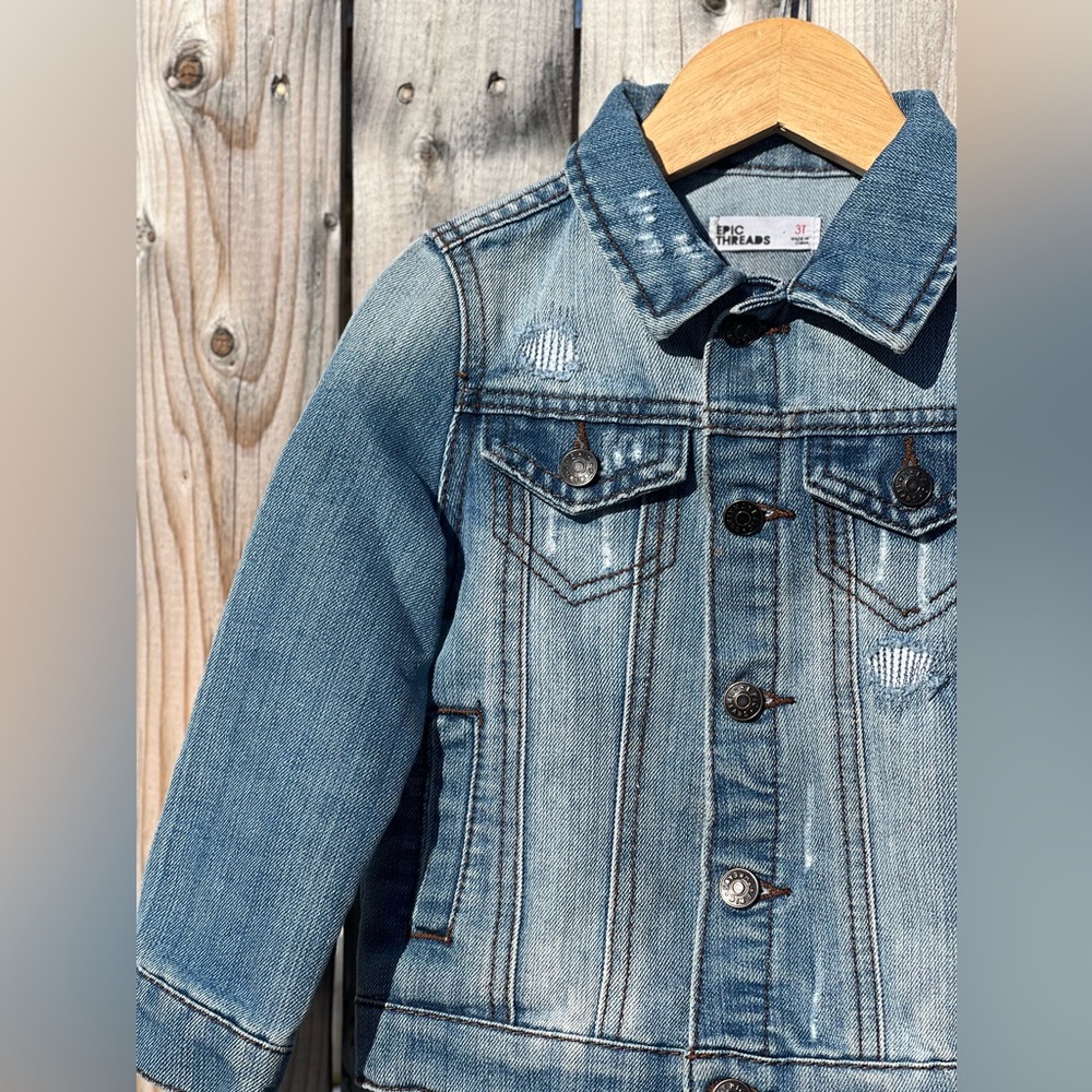 EPIC Threads distressed Cotton Denim Jacket for Girls - Picture 6 of 10